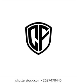 Image vectorielle noire en forme de bouclier logo monogramme simple modifiable sur fond blanc CF