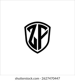 Image vectorielle noire en forme de bouclier logo monogramme simple modifiable sur fond blanc ZF