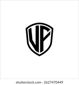 Image vectorielle noire en forme de bouclier logo monogramme simple modifiable sur fond blanc VF