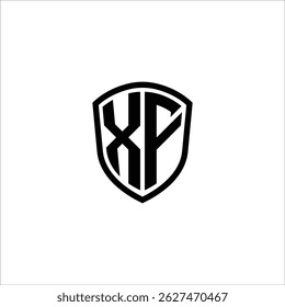 Image vectorielle noire en forme de bouclier logo monogramme simple modifiable sur fond blanc XF