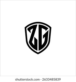 Vector negro en forma de escudo del logotipo del monograma simple sobre fondo blanco ZG