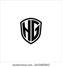 Simple Monogram Logo Shield Shaped Black Vector on White Background HG