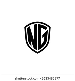 Simples Monograma Logo Shield em forma de vetor preto sobre fundo branco NG
