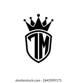 Simple Monogram Logo Shield Shaped and Crown Black Vector on White Background IM