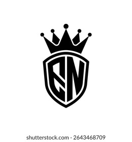Simples Monograma Logo Shield Shaped e Crown Black Vetor no fundo branco EN