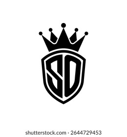 Simples Monograma Logo Shield Shaped e Crown Black Vetor no fundo branco SO