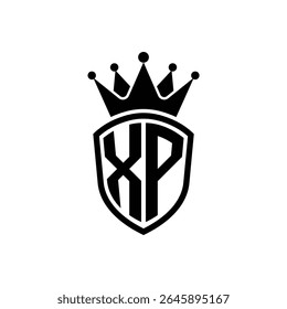 Simples Monograma Logo Shield Shaped e Crown Black Vetor no fundo branco XP