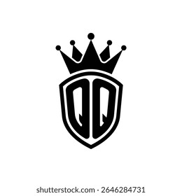 Simples Monograma Logo Shield Shaped e Crown Black Vetor no fundo branco QQ