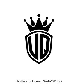 Simples Monograma Logo Shield Shaped e Crown Black Vetor no fundo branco VQ