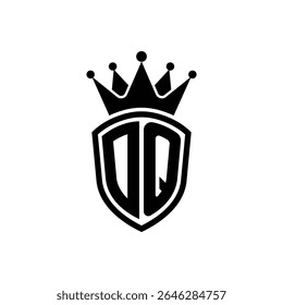 Simple Monogram Logo Shield Shaped and Crown Black Vector on White Background DQ
