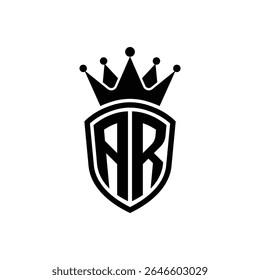 Simple Monogram Logo Shield Shaped and Crown Black Vector on White Background AR