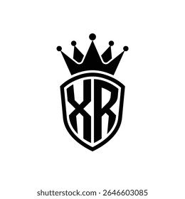 Einfaches Monogramm Logo Schild geformt und Krone schwarz Vektor auf weißem Hintergrund XR