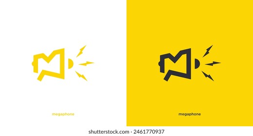 Simple Monogram Megaphone Logo Design. Letter M Logo with Megaphone Logo, Icon, Symbol, Vector, Design, Inspiration.