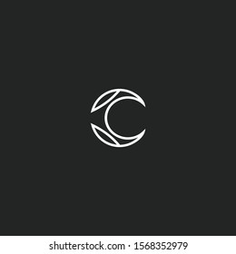 Simple monogram modern creative elegant trendy unique artistic beautiful black and white letter C initial icon based logo font.