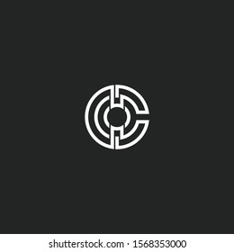 Simple monogram modern creative elegant trendy unique artistic beautiful black and white letter C initial icon based logo font.
