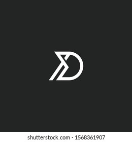 Simple monogram modern creative elegant trendy unique artistic beautiful black and white letter D initial icon based logo font.