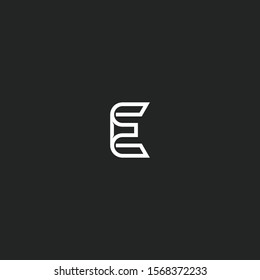 Simple monogram modern creative elegant trendy unique artistic beautiful black and white letter E initial icon based logo font.