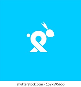 simple monogram rabbit logo design