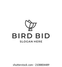 Simple Monoline Bird Logo Design