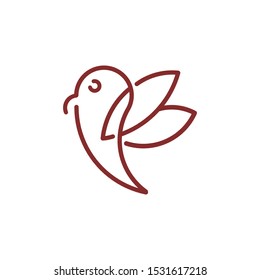 simple monoline bird, vector illustration