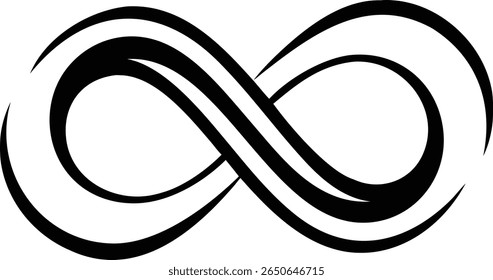 Diseño de logotipo de símbolo de infinito negro monoline simple para concepto de marca