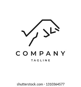 Simple Monoline Bull Logo Design Template