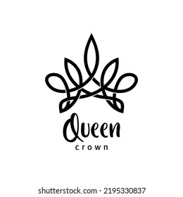 Simple Monoline Crown Queen Royal Logo Vector Design