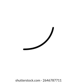 Uma curva simples em linha representando uma animação de atenuação, mostrando início e aceleração lentos. Isolado em um fundo branco.