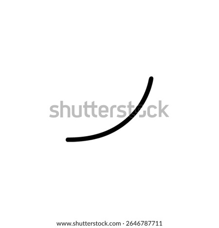 A simple monoline curve representing an ease-in animation, showing slow start and acceleration. Isolated on a white background.