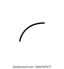 Uma curva simples em linha representando uma animação de atenuação, mostrando início rápido e desaceleração. Isolado em um fundo branco.