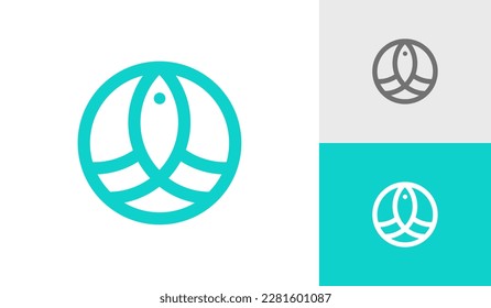Einfaches Monoline-Fisch-Logo mit Kreis