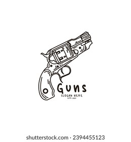 Simple Monoline Guns logo design inspiration