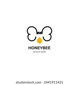 simple monoline honey bee logo