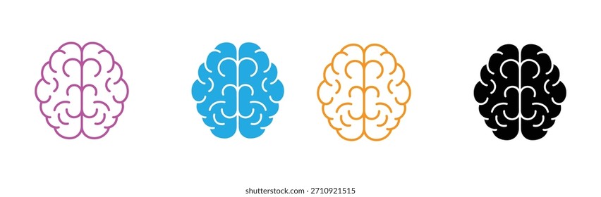 Un simple icono monolítico que muestra una vista de arriba hacia abajo del cerebro humano con dos hemisferios cerebrales.