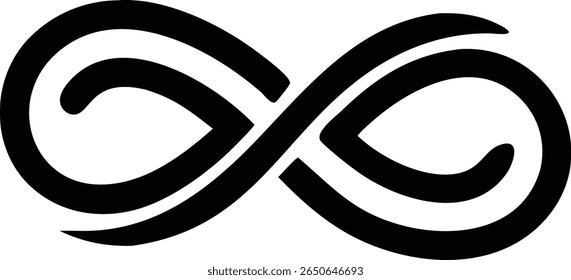 Simple monoline infinity symbol logo design in black with transparency