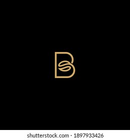 Simple Monoline Letter B and Coffee Bean Logo Design