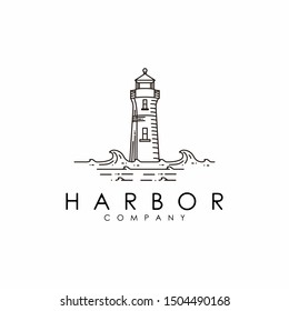 Simple Monoline Lighthouse / Searchlight logo design inspiration