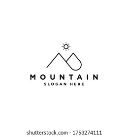 Simple Monoline Mountain Logo Design Template