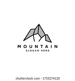 Simple Monoline Mountain Logo Design Template
