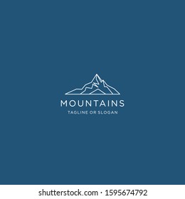 simple monoline mountain logo template 