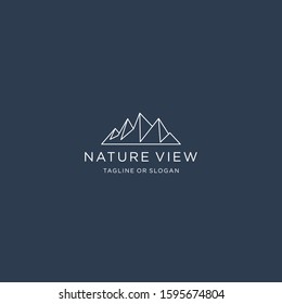 simple monoline mountain logo template 