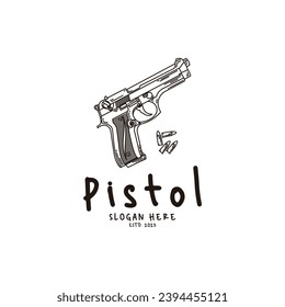 Simple Monoline Pistol or Guns logo design inspiration