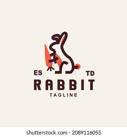 Simple monoline rabbit and carrot logo design for pet shop