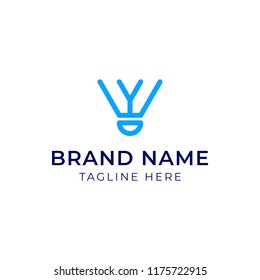 Simple Monoline Shuttlecock Badminton Logo