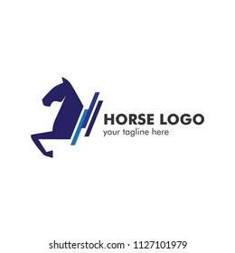 Simple monoline and silhouette horse logo template.