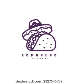 Simple monoline sombrero tacos logo. Mexican tacos logo for your brand or business