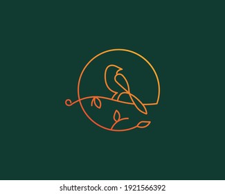 simple monoline style bird logo concept