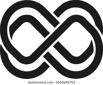 Design de logotipo de símbolo infinito de estilo monolínico simples em preto com transparência