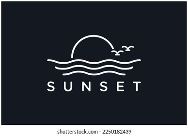 vector de logotipo monoline sunset