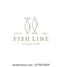 simple monoline two fish logo icon vector inspiration .